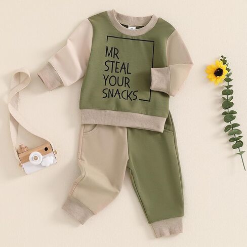 Toddler Baby Boy Outfits Long Sleeve Letter Print Sweatshirt Shirt Tops + Sweatpants Fall Winter Clothes Set (A-Blue, 2-3T) in Saudi Arabia