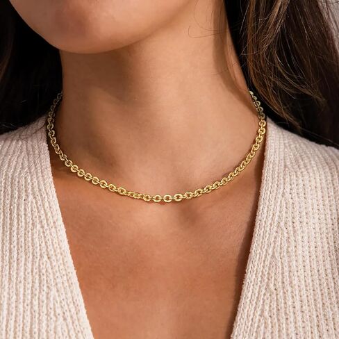 Gold Necklace For Women, Layered 14K Real Gold Plated Necklaces For Women,Dainty Gold Paperclip Chain Tear Circle CZ Pendant Necklace Stack,Trendy Gold Jewelry Set Gifts in Saudi Arabia