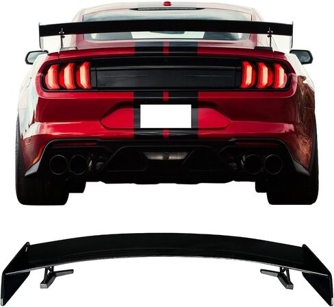 IKON MOTORSPORTS, Trunk Spoiler Wing Compatible with 2015-2023 Ford Mustang Coupe & Convertible 2-Door, Rear Trunk Lip Wing Spoiler Gloss Black GT500 CFTP Style, 2016 2017 2018 2019 in Saudi Arabia