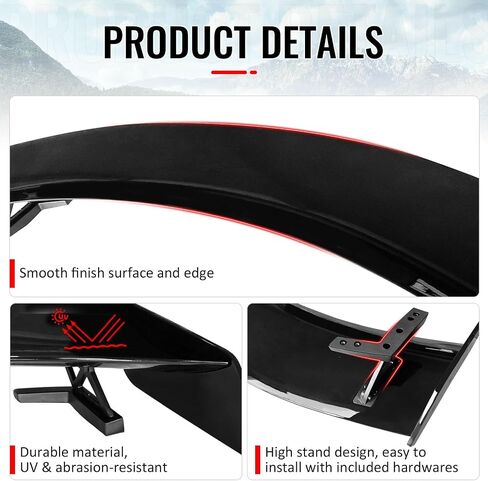 IKON MOTORSPORTS, Trunk Spoiler Wing Compatible with 2015-2023 Ford Mustang Coupe & Convertible 2-Door, Rear Trunk Lip Wing Spoiler Gloss Black GT500 CFTP Style, 2016 2017 2018 2019 in Saudi Arabia
