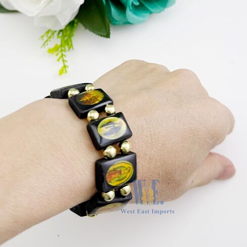 12 PCS Saint Bracelets Baptism Favors Christen Give Away Memorial Gift Unisex wooden bracelet multiple saints Virgins in Saudi Arabia