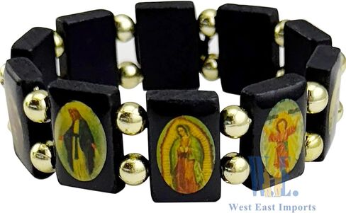 12 PCS Saint Bracelets Baptism Favors Christen Give Away Memorial Gift Unisex wooden bracelet multiple saints Virgins in Saudi Arabia