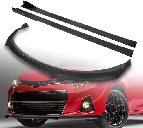 9pcs Combo Front Bumper Body Kit Lip + Side Skirt Extensions Diffuser Compatible with 2014-2016 Toyota Corolla S Models 2015 (Painted Black) in Saudi Arabia