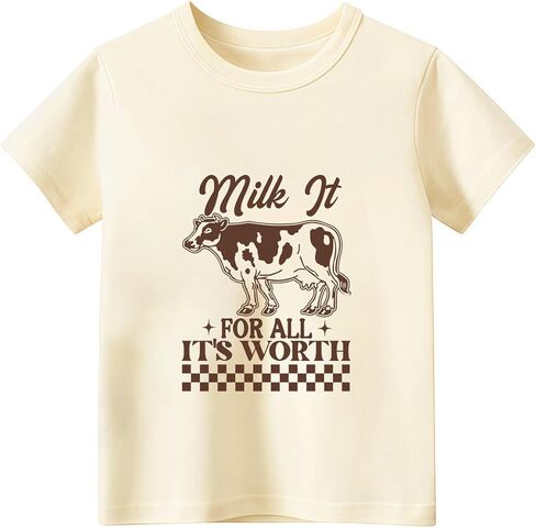 تي شيرت للأطفال الصغار للأطفال الأولاد والبنات تي شيرت صيفي مطبوع عليه حروف حيوانات مضحكة ملابس قطنية لطيفة 2T-8Y in Kuwait