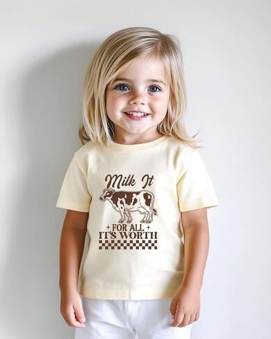 تي شيرت للأطفال الصغار للأطفال الأولاد والبنات تي شيرت صيفي مطبوع عليه حروف حيوانات مضحكة ملابس قطنية لطيفة 2T-8Y in Kuwait