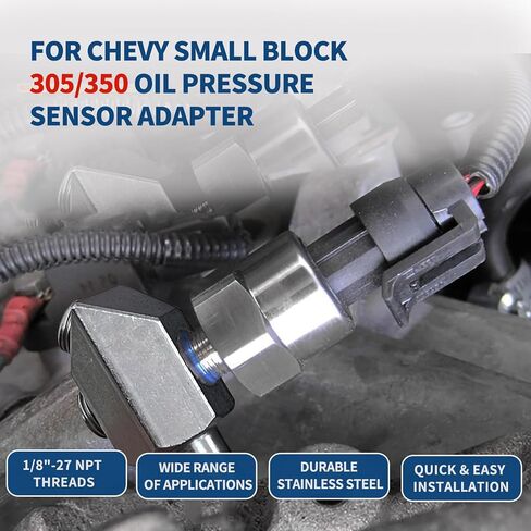 Oil Pressure Sensor Thread Adapter 1/8-27 NPT, Stainless Steel Oil Pressure Port Plug for Chevy/GM Small Block Engines in Saudi Arabia