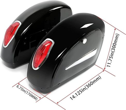 Universal Motorcycle Hard Saddlebag Trunk with Brackets, Lights, and Locks - Compatible with Honda, Yamaha, Harley, Suzuki, and Kawasaki Motorcycles - Ideal Luggage Bags for Your Ride in Saudi Arabia