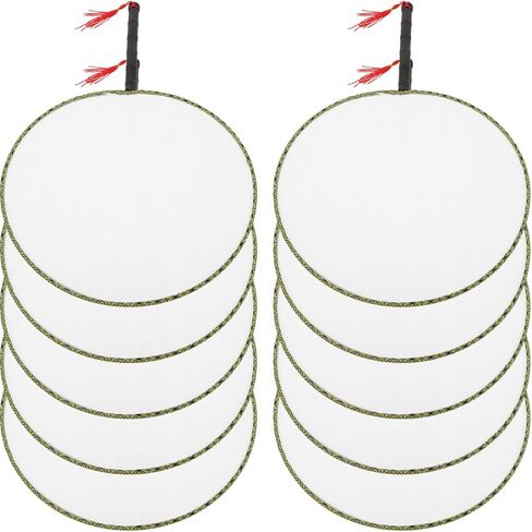 Alipis Chinese Round Hand Fan 10pcs Blank Chinese Style Silk Fan DIY Ancient Handheld Palace Paddle Fan with Tassel for DIY Art Craft in Kuwait