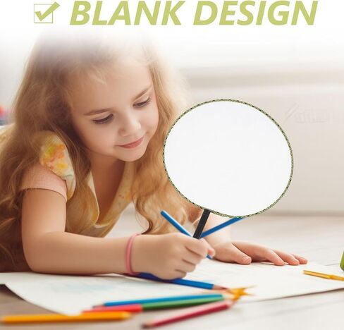 Alipis Chinese Round Hand Fan 10pcs Blank Chinese Style Silk Fan DIY Ancient Handheld Palace Paddle Fan with Tassel for DIY Art Craft in Kuwait