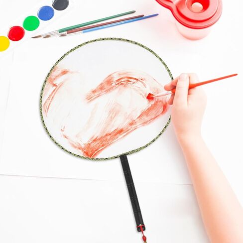 Alipis Chinese Round Hand Fan 10pcs Blank Chinese Style Silk Fan DIY Ancient Handheld Palace Paddle Fan with Tassel for DIY Art Craft in Kuwait