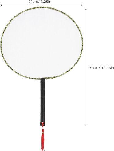 Alipis Chinese Round Hand Fan 10pcs Blank Chinese Style Silk Fan DIY Ancient Handheld Palace Paddle Fan with Tassel for DIY Art Craft in Kuwait