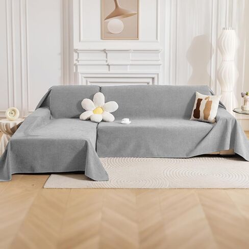 Deep Dream Sectional Couch Covers, 2 Pieces 100% Waterproof L Shaped Sofa Cover, Non Slip Couch Cover for Dogs Cats Washable, Pet Friendly Sofa Slipcovers Furniture Protector (X-Large, Light Grey) in Kuwait