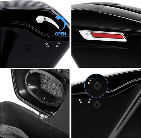 TCT-MOTORPARTS حقائب سرج ممتدة مقاس 5 بوصات مع أغطية سماعات 6 × 9 مناسبة لدراجات Harley Touring Road King Street Electra Glide Ultra-Classic 2014-2024 in Saudi Arabia