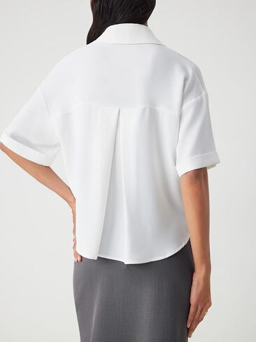 CIDER Collar Pocket Short Sleeve Crop Blouse in Saudi Arabia