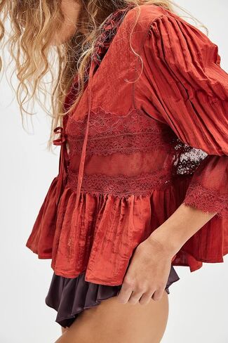 Women Boho Ruffle Lace Trim Blouses Vintage Tie Front Flowy Sheer Cropped Tops Y2k Button Down Coquette Peplum Shirts in Saudi Arabia