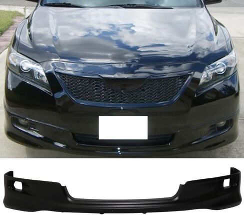 الشفة الأمامية الممتصة للصدمات متوافقة مع 2007-2009 Toyota Camry LE، SE، XLE فقط، Factory SE Style Black PU Front Lip Finisher Under Chin Spoiler Add On by IKON MOTORSPORTS in Saudi Arabia