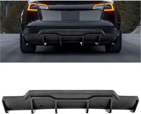 HECASA Rear Diffuser Compatible with 2017-2023 Tesla Model 3 V Style Lower Bumper Lip Spoiler Splitter Valance ABS Plastic Carbon Fiber Color in Saudi Arabia