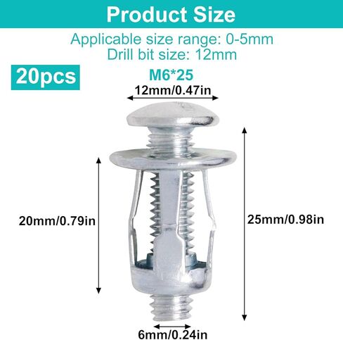 40PCS Hollow Door Anchors, Hollow Door Anchors and Screws, 20 Hollow Wall Anchors M4 × 20, Plus 20 Hollow Door Anchors M6 × 25 in Kuwait