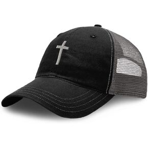 قبعة شبكية لسائقي الشاحنات من ريتشاردسون متقاطعة باللون الفضي للمسيح يسوع والإيمان، قبعة شبكية ناعمة من القطن in Kuwait