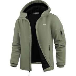 WULFUL Men's Lightweight Softshell Jacket Warm Fleece Lined Windbreaker Waterproof Soft Shell for Outdoor Hiking in Kuwait