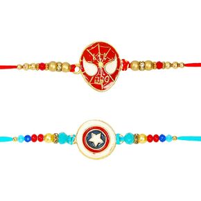 Set of 2 Rakhi for Small Brothers Designer Rakhi Rakhi for Sister, Rakhi for Little Brother Bhai | Raksha Bandhan Elephant Rakhi for Brother with Greeting card and Roli Chawal (Design6) in Kuwait