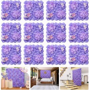 لوحة جدار زهرة 12 قطعة من 16.5x16.5 بوصة خلفيات جدار الأزهار الاصطناعية ديكور الحرير الأبيض روز ديكور مثالي للاحتفالات الزفاف ، خلفيات الحفلات الاحتفالية والديكور المنزلي in Kuwait