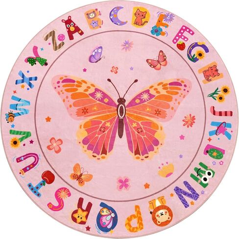 سجادة ABC Kids دائرية الشكل بطول 4 أقدام، سجادة حضانة ناعمة قابلة للغسل، سجادة تعليمية غير قابلة للانزلاق مع تصميم رائد فضاء للفصول الدراسية وغرفة اللعب وديكور غرفة الأطفال باللون الأزرق in Kuwait