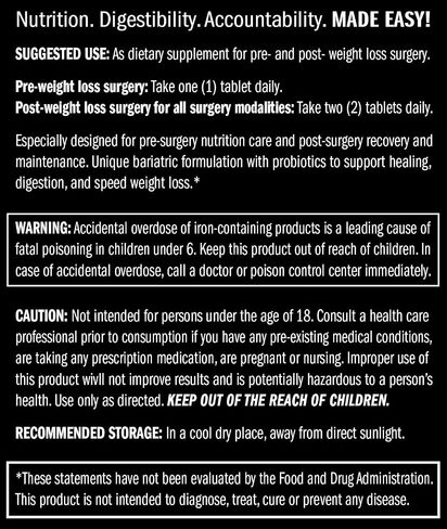 Journey Bariatric Multivitamin Supplement with Probiotics | Complete Essential Nutrients for Pre- & Post-Surgery Health in Saudi Arabia