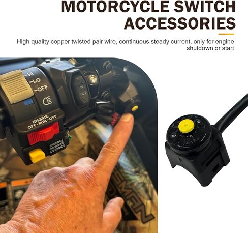 قطعتان من مفتاح قتل الدراجة النارية، تفعيل مفتاح قطع القرن، عالمي للمركبات ATV، الدراجة الترابية، سكوتر - بدء/إيقاف، ضوء التجاوز، مفتاح مقبس الطاقة (الزر الأصفر) in Kuwait