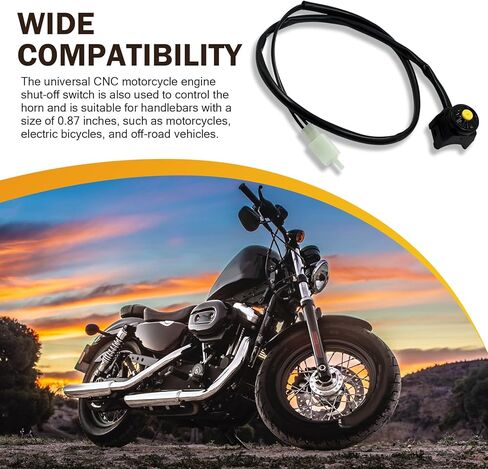 قطعتان من مفتاح قتل الدراجة النارية، تفعيل مفتاح قطع القرن، عالمي للمركبات ATV، الدراجة الترابية، سكوتر - بدء/إيقاف، ضوء التجاوز، مفتاح مقبس الطاقة (الزر الأصفر) in Kuwait