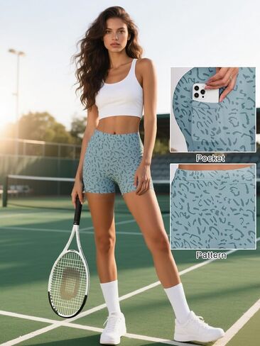 Biker Shorts Women with Pockets High Waisted Workout Spandex Tummy Gym Running Yoga Shorts in Saudi Arabia
