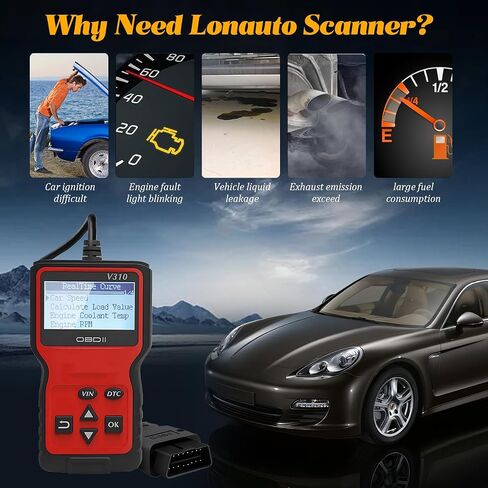 أداة تشخيص الماسح الضوئي للسيارة obd2، V310 obdii لخطأ محرك السيارة يمكن تشخيص قارئ الرمز، التحقق من حالة مراقبة انبعاث ضوء المحرك، ملحقات السيارات العالمية (أحمر) in Kuwait