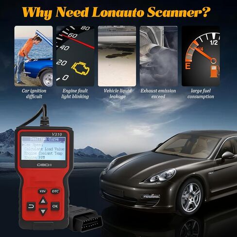 أداة تشخيص الماسح الضوئي للسيارة obd2، V310 obdii لخطأ محرك السيارة يمكن تشخيص قارئ الرمز، التحقق من حالة مراقبة انبعاث ضوء المحرك، ملحقات السيارات العالمية (أحمر) in Saudi Arabia