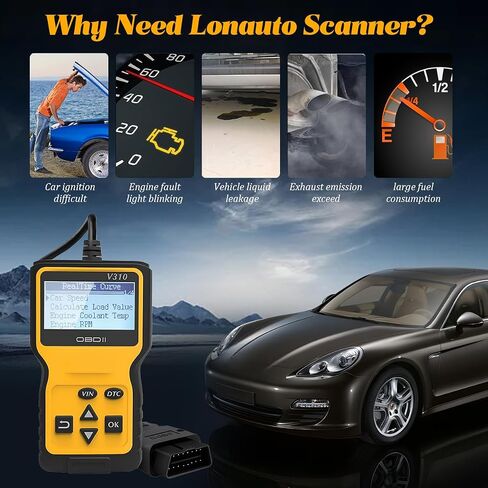 أداة تشخيص الماسح الضوئي للسيارة obd2، V310 obdii لخطأ محرك السيارة يمكن تشخيص قارئ الرمز، التحقق من حالة مراقبة انبعاث ضوء المحرك، ملحقات السيارات العالمية (أحمر) in Kuwait