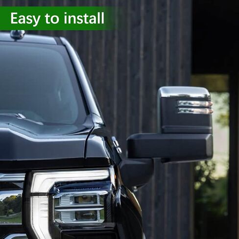 2Pcs Chrome Mirror Cap Cover Trim LH & RH Side Fit for 2019-2025 Chevy Silverado 1500 for GMC Sierra 1500, Side Door Exterior Rearview Mirror Cap Trim (Sliver) in Kuwait