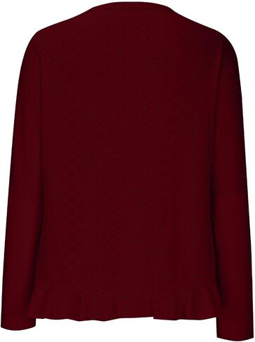 Long Sleeve Eyelet Tops for Women 2025 Ruffle Hem Tunic Shirts Business Casual Work Blouse Spring Fashion Clothes in Saudi Arabia
