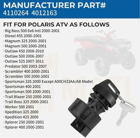 مفتاح إشعال تشغيل/إيقاف لـ Polaris Trail Boss 325 Trail Blazer 250 Big Boss 500 Predator 500 in Saudi Arabia