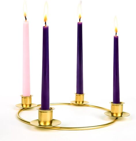 Advent Wreath Candle Holder, Christmas Candle Rings for Tapered Advent Candles, Advent Wreath 5 Candle Holder for Christmas Advent Festival Home Party Church Decor, Gold in Saudi Arabia