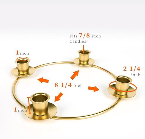 Advent Wreath Candle Holder, Christmas Candle Rings for Tapered Advent Candles, Advent Wreath 5 Candle Holder for Christmas Advent Festival Home Party Church Decor, Gold in Saudi Arabia