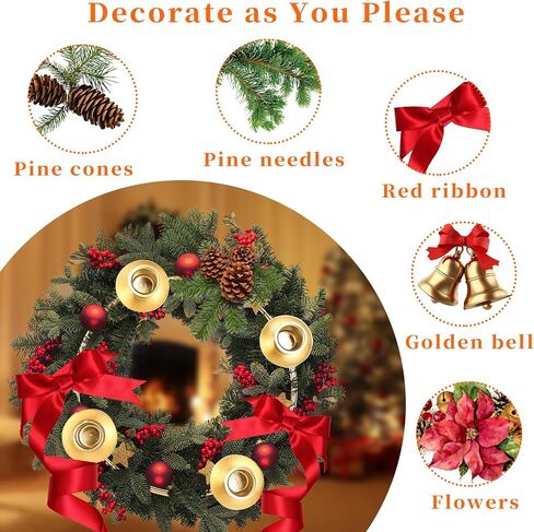 Advent Wreath Candle Holder, Christmas Candle Rings for Tapered Advent Candles, Advent Wreath 5 Candle Holder for Christmas Advent Festival Home Party Church Decor, Gold in Saudi Arabia