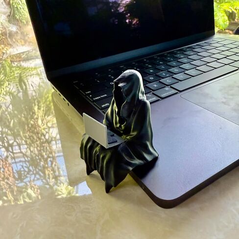 Grim Reaper Mini Figurine – Funny Halloween Decor for Coffee Fans – Gothic Desk Statue – 3D Printed Dark Humor Collectible for Office or Shelf in Saudi Arabia