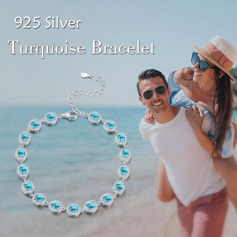 الفيروز أوبال سوار 925 الفضة الاسترليني سوار مجوهرات هدايا للنساء عاشق in Saudi Arabia