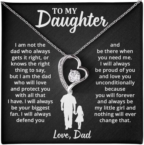 To My Daughter Necklace From Dad, Jewelry Gifts From Daddy On Birthday, Mothers Day Gifts For Daughter From Father Dad With Heartfelt Message & Elegant Gift Box in Saudi Arabia