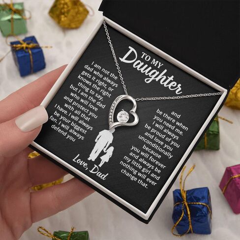 To My Daughter Necklace From Dad, Jewelry Gifts From Daddy On Birthday, Mothers Day Gifts For Daughter From Father Dad With Heartfelt Message & Elegant Gift Box in Saudi Arabia