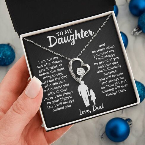 To My Daughter Necklace From Dad, Jewelry Gifts From Daddy On Birthday, Mothers Day Gifts For Daughter From Father Dad With Heartfelt Message & Elegant Gift Box in Saudi Arabia