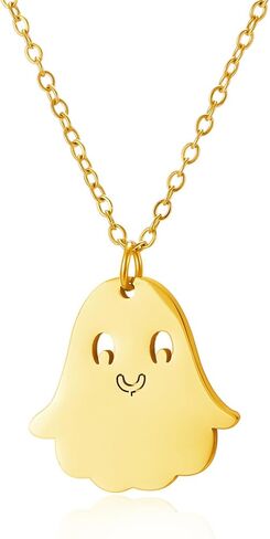 coadipress Halloween Ghost Pendant Necklace for Women Men Fashion Lovely Gold Silver Tiny Ghost Pendant Necklace Halloween Holiday Cosplay Party Costume Charm Jewelry in Saudi Arabia