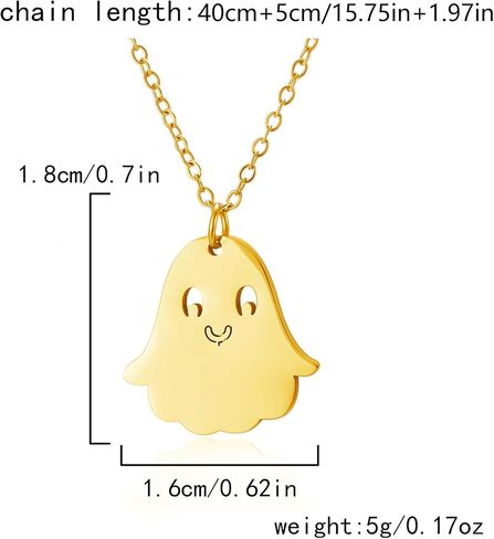 coadipress Halloween Ghost Pendant Necklace for Women Men Fashion Lovely Gold Silver Tiny Ghost Pendant Necklace Halloween Holiday Cosplay Party Costume Charm Jewelry in Saudi Arabia