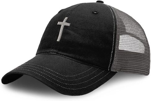 Richardson Trucker Mesh Hat Cross Silver Christ Jesus God Faith Soft Mesh Cap Cotton in Saudi Arabia
