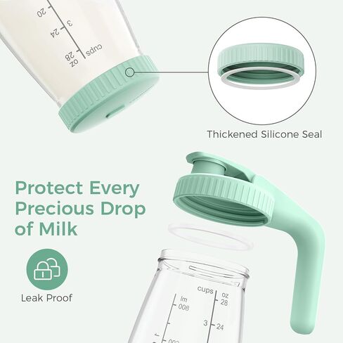 Momcozy Glass Breast Milk Pitcher Lid, Leak Proof with Thickened Silicone Seal, Easy-Open Design with Pressure Release Valve, Dishwasher Safe and Food Grade Caps-1 Pack, Green in Saudi Arabia