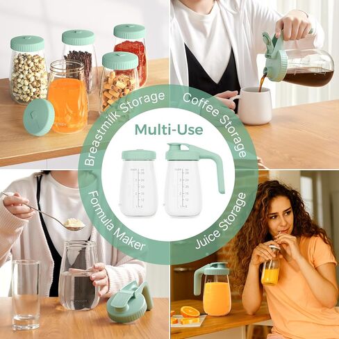 Momcozy Glass Breast Milk Pitcher Lid, Leak Proof with Thickened Silicone Seal, Easy-Open Design with Pressure Release Valve, Dishwasher Safe and Food Grade Caps-1 Pack, Green in Saudi Arabia